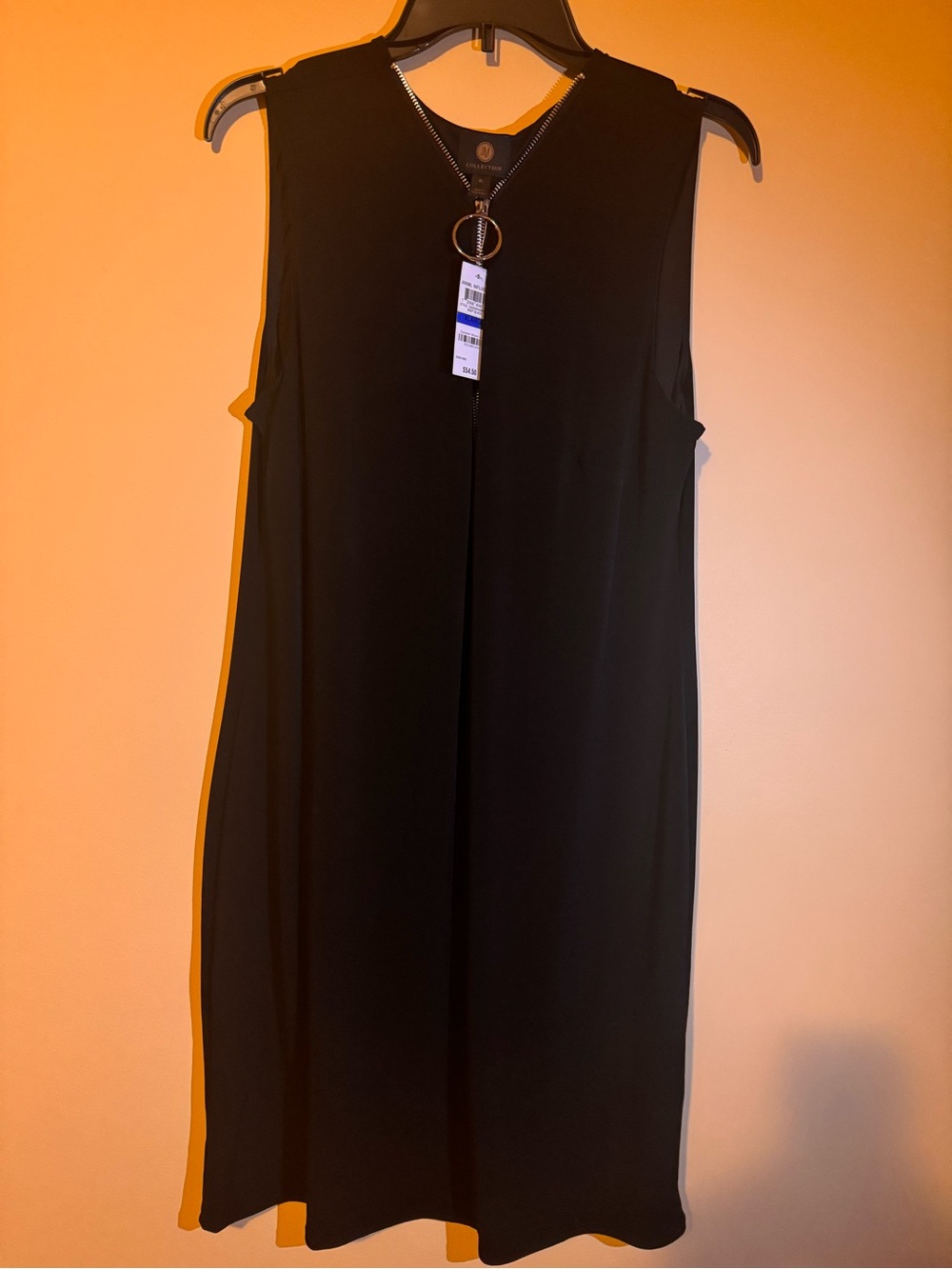 JM Collection Black Sleeveless Mini Dress with Ring Zip